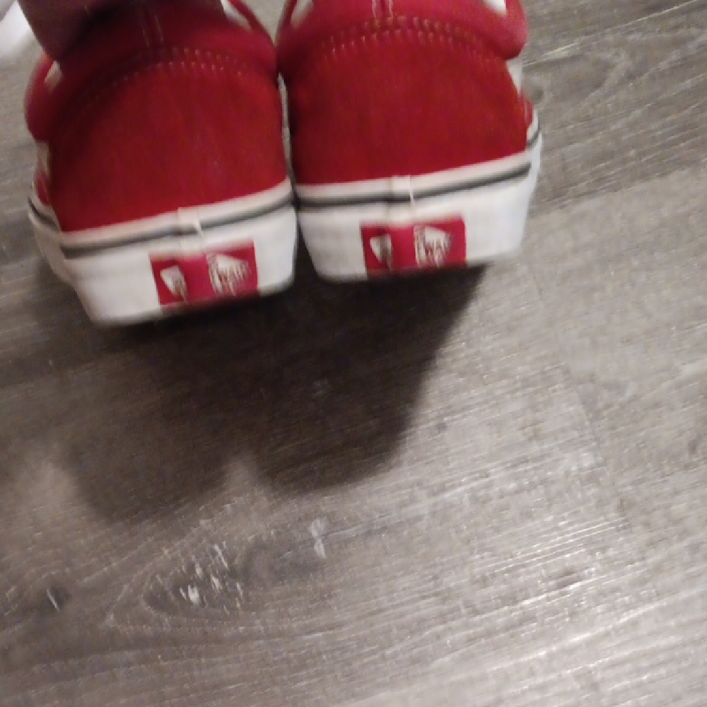 Vans Red and White Women's Sneakers - Picture 4 of 9